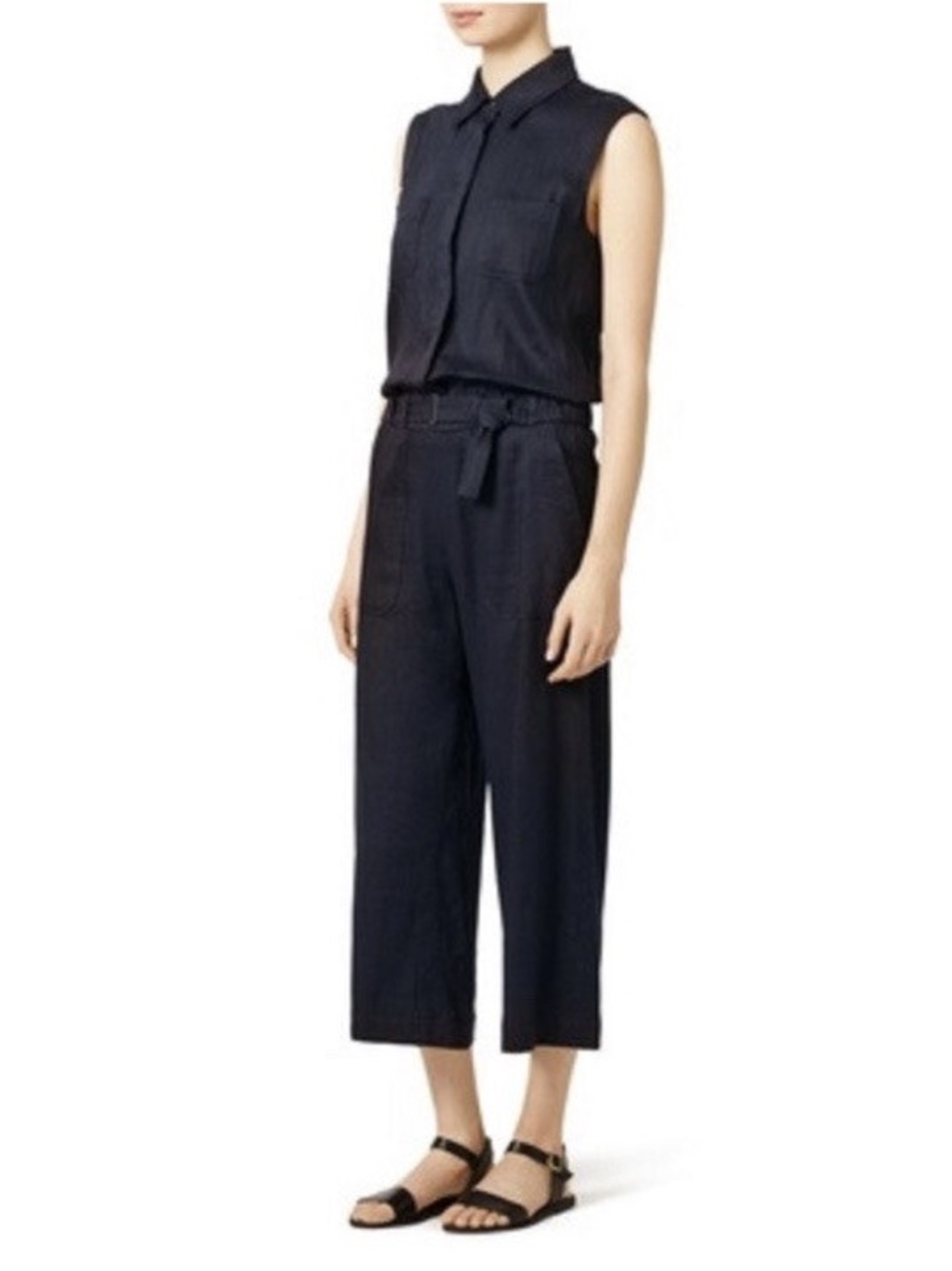 VINCE Linen Blend Wide Leg Jumpsuit